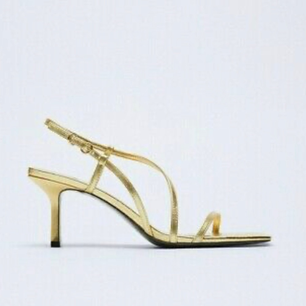 Zara gold strappy heeled sandals